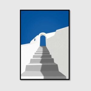 Beautiful Santorini House Stairs Painting