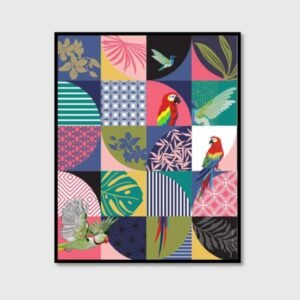 Tropical pattern with hummingbirds and toucan